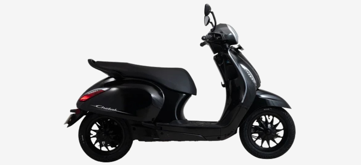 Bajaj Chetak electric scooter Brooklyn Black side view