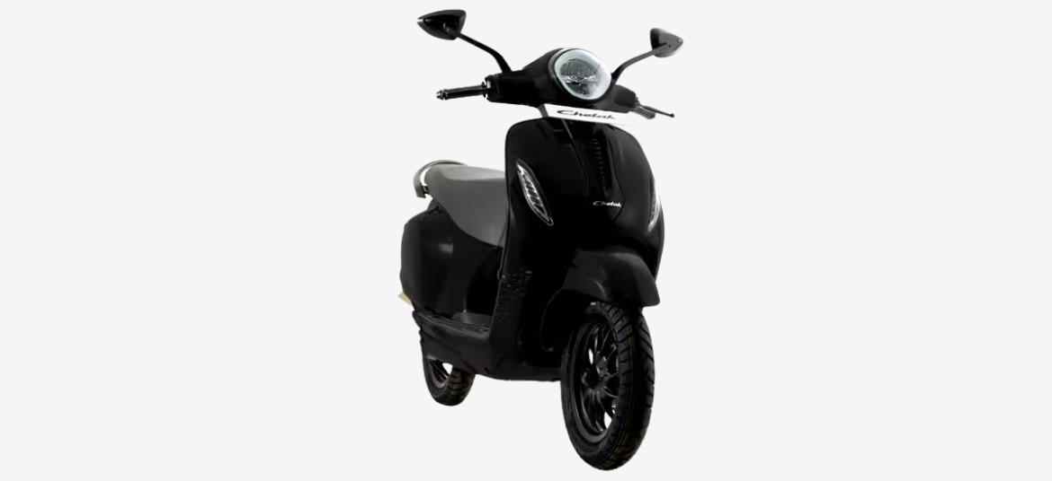 Bajaj Chetak electric scooter Brooklyn Black front view