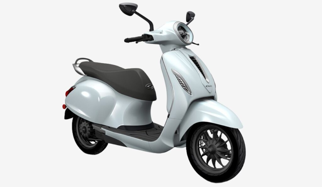 Bajaj Chetak electric scooter front view – classic retro design with modern electric performance scooter