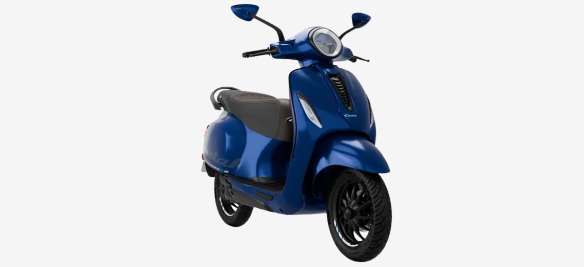 Bajaj Chetak electric scooter Indigo Metallic Colour - looks like a style statement