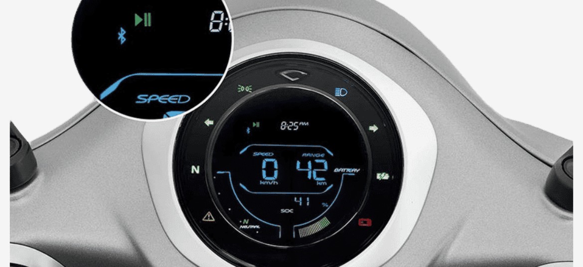 Bajaj Chetak Electric Scooter Digital Display - Stylish Round Dial Design