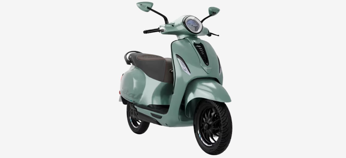 Bajaj Chetak electric scooter Pista Green Colour – premium look