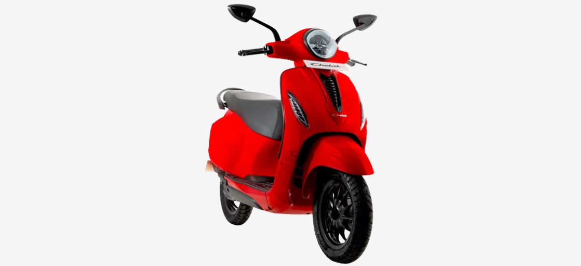 Bajaj Chetak electric scooter Scarlet Red Colour - rises heart beat