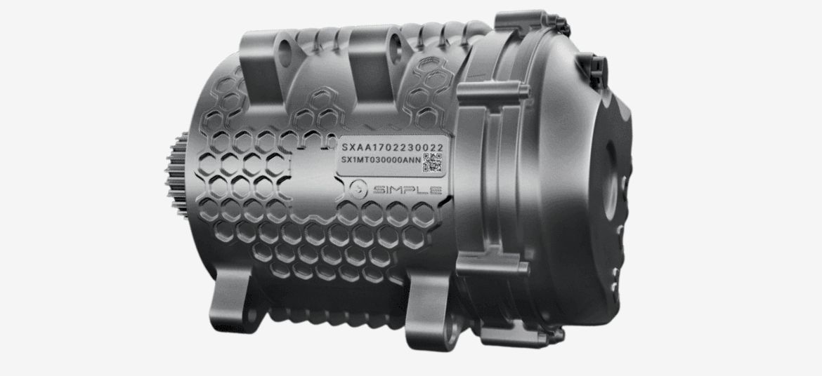 One S electric scooter motor and rear drive assembly