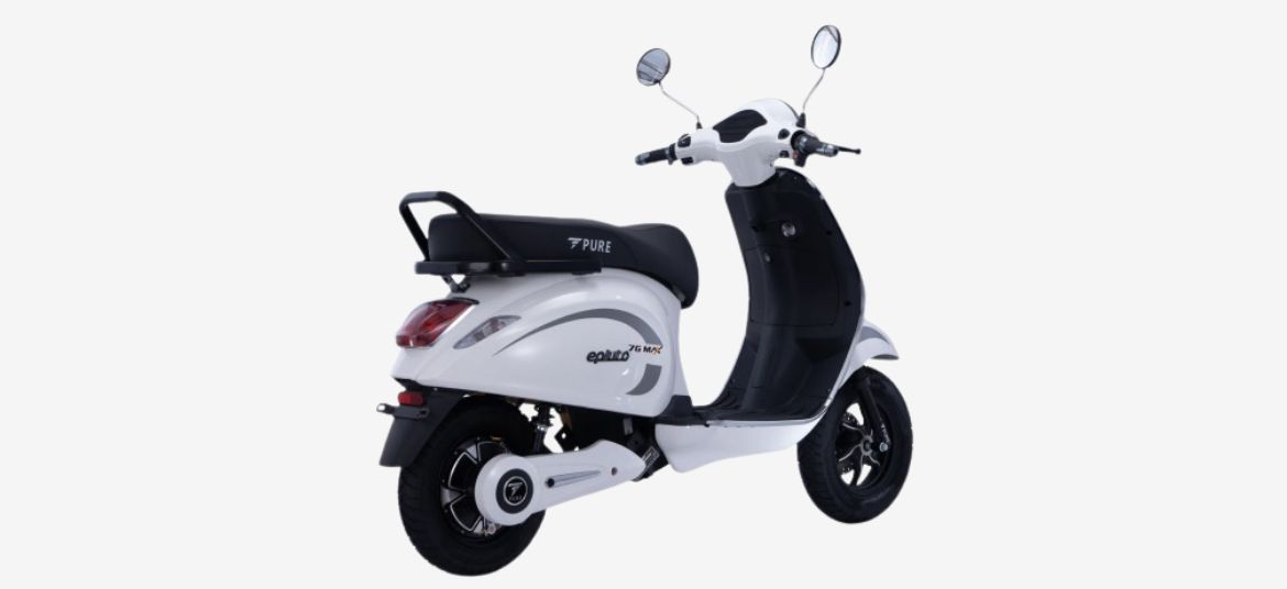 PURE EV ePluto 7G Max electric scooter angled side view