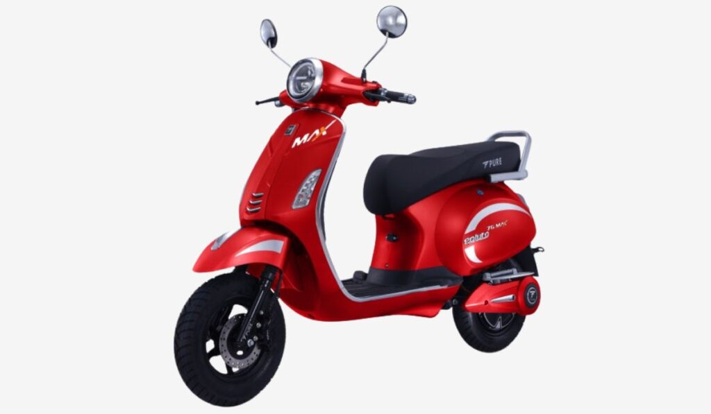 PURE EV ePluto 7G Max electric scooter red color front view