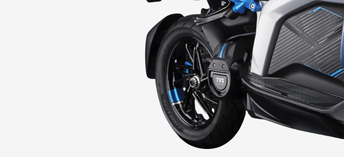 TVS X electric scooter alloy wheel with disc brake
