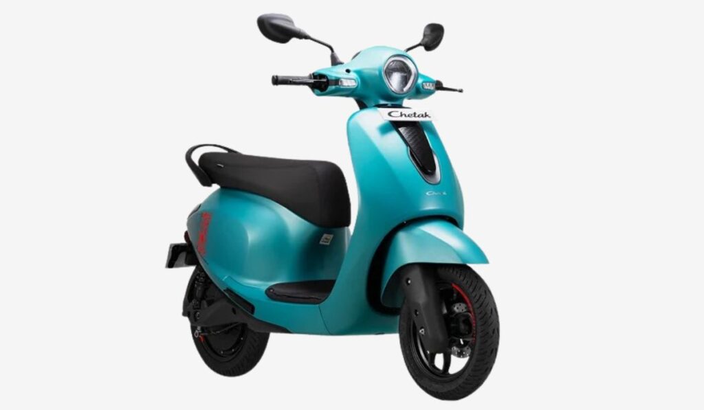 Bajaj Chetak C2501 electric scooter in Ocean Teal colour with metal body