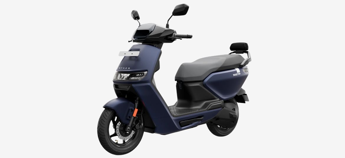 Ather Rizta S electric scooter side profile Pangong Blue - Super Matte colour
