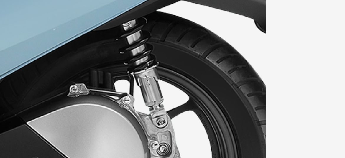 Honda Activa e RoadSync Duo rear wheel motor with spring loaded hydraulic suspension