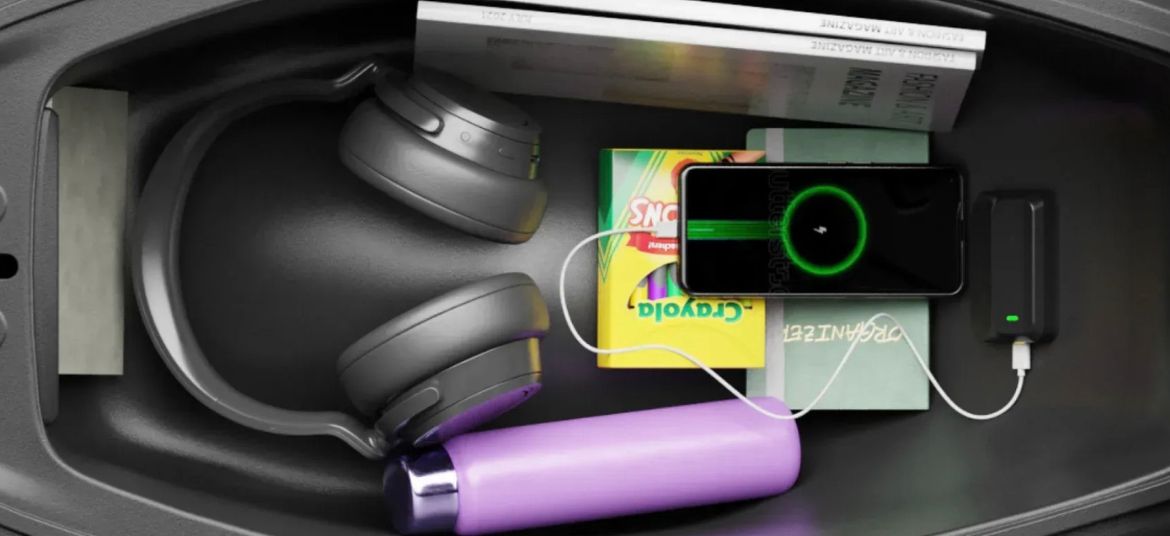 Ather Rizta Z underseat storage space with mobile charging facility