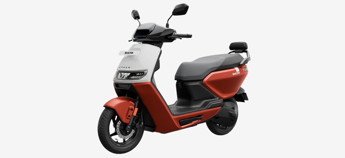 Ather Rizta Z electric scooter Terracotta Red Duo colour side view