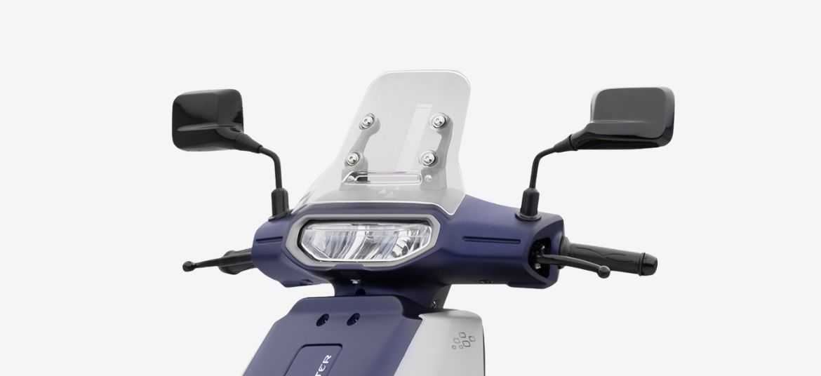 TVS Orbiter LED headlamp and windshield