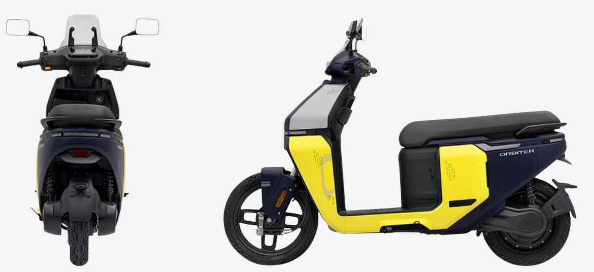 TVS Orbiter electric scooter side and rear view