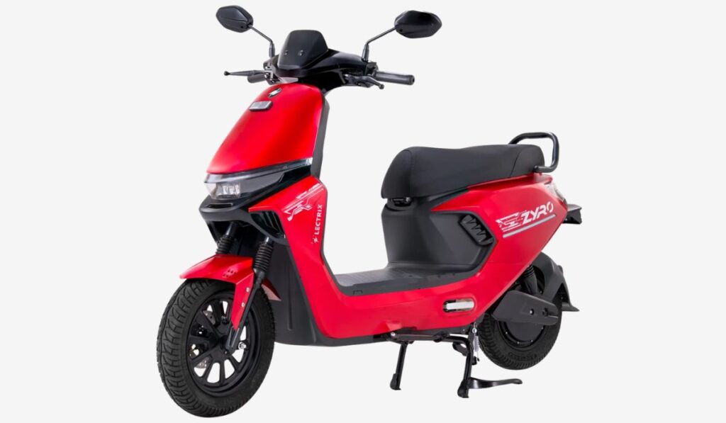 Lectrix ZYRO LA 48V red electric scooter three quarter angle view for daily city commuting