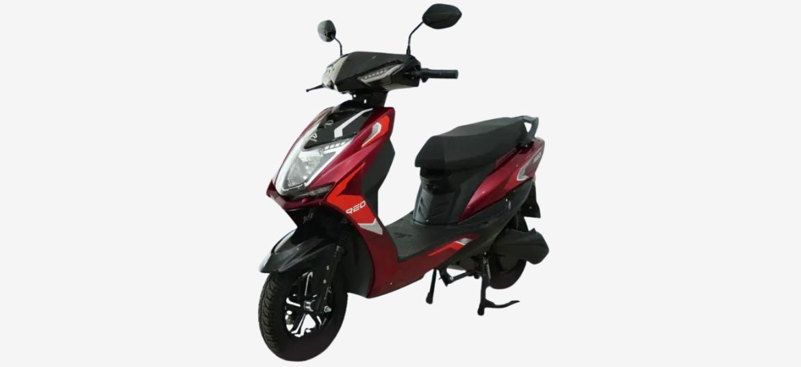 Ampere Reo 80 electric scooter in red colour – affordable low speed EV scooter for daily city ride
