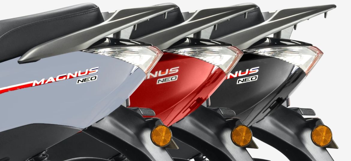 Ampere Magnus Neo dual tone colours red grey black rear light design electric scooter India