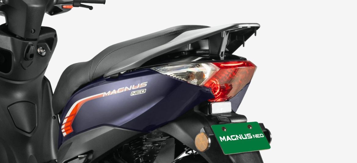 Ampere Magnus Neo blue colour front view electric scooter design India modern EV styling