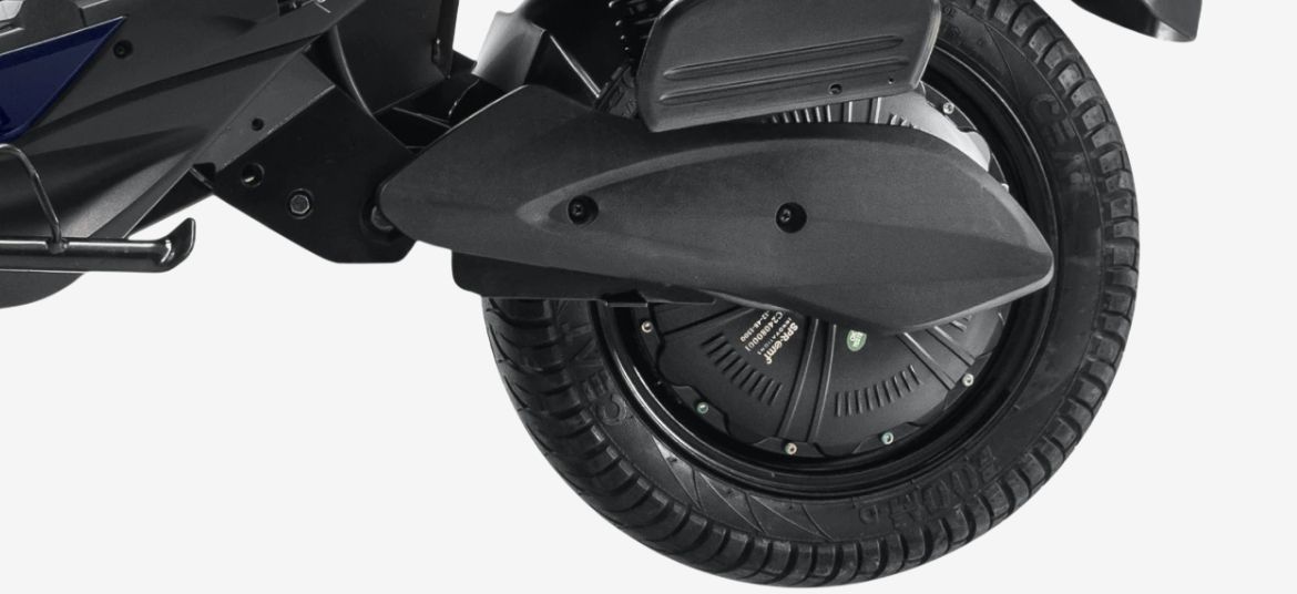 Ampere Magnus Neo hub motor rear wheel braking suspension electric scooter India motor performance