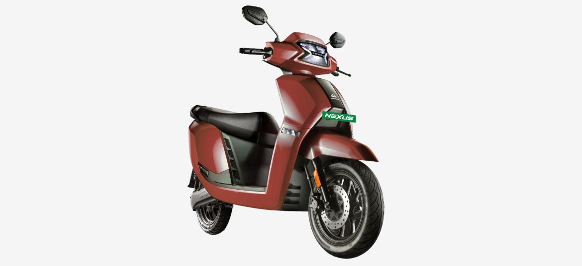 Ampere Nexus ST electric scooter front right view highlighting design, build quality and modern styling