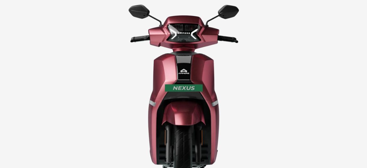 Ampere Nexus ST electric scooter front view showcasing LED headlight design and modern styling features