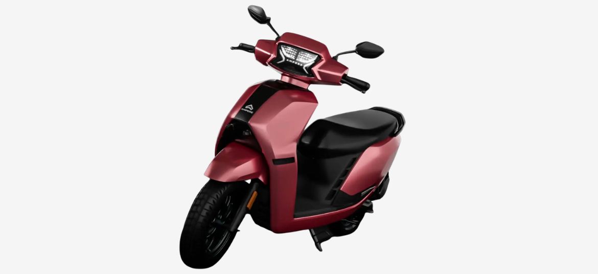 Ampere Nexus ST Indian Red colour electric scooter three quarter view showing sporty design
