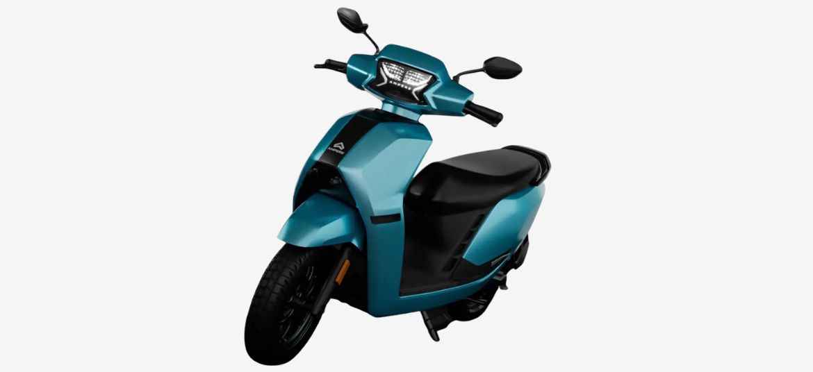 Ampere Nexus ST Zanskar Aqua colour electric scooter front left view highlighting unique colour option