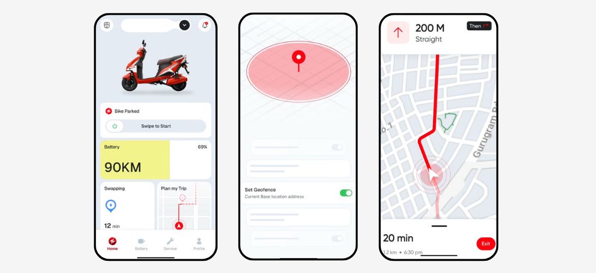 Lectrix NDuro 2.0 electric scooter mobile app screen showing location tracking and smart connectivity features