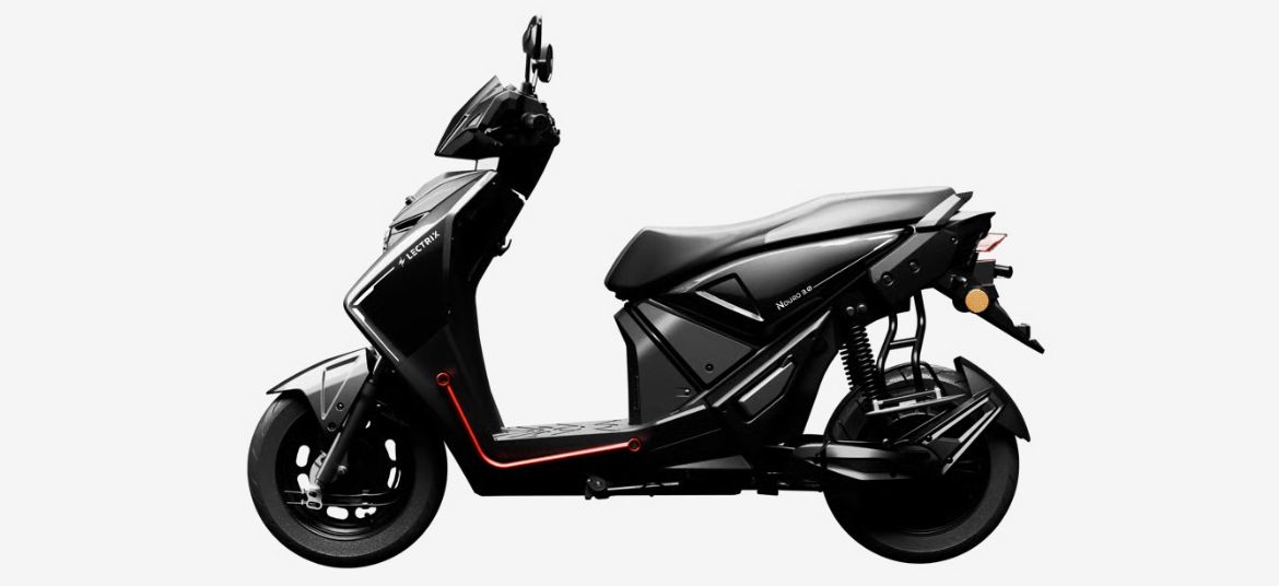 Lectrix NDuro 2.0 electric scooter in Quantum Black colour with sporty styling, LED headlight and digital instrument cluster for modern urban mobility