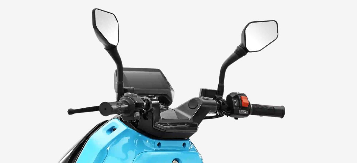 River Indie electric scooter handlebar controls and rearview mirrors design