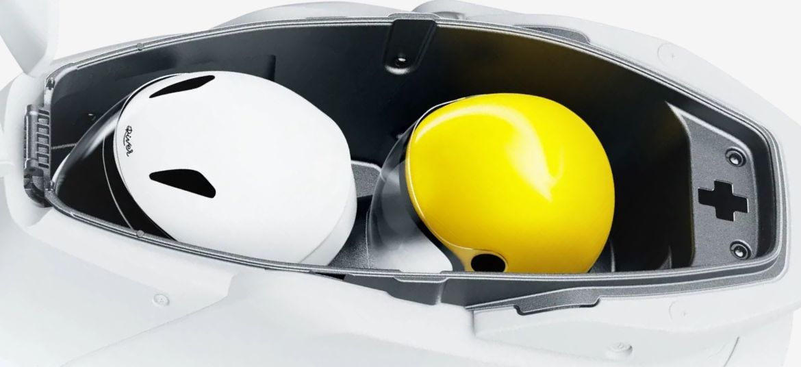 River Indie electric scooter underseat storage 43 litres capacity