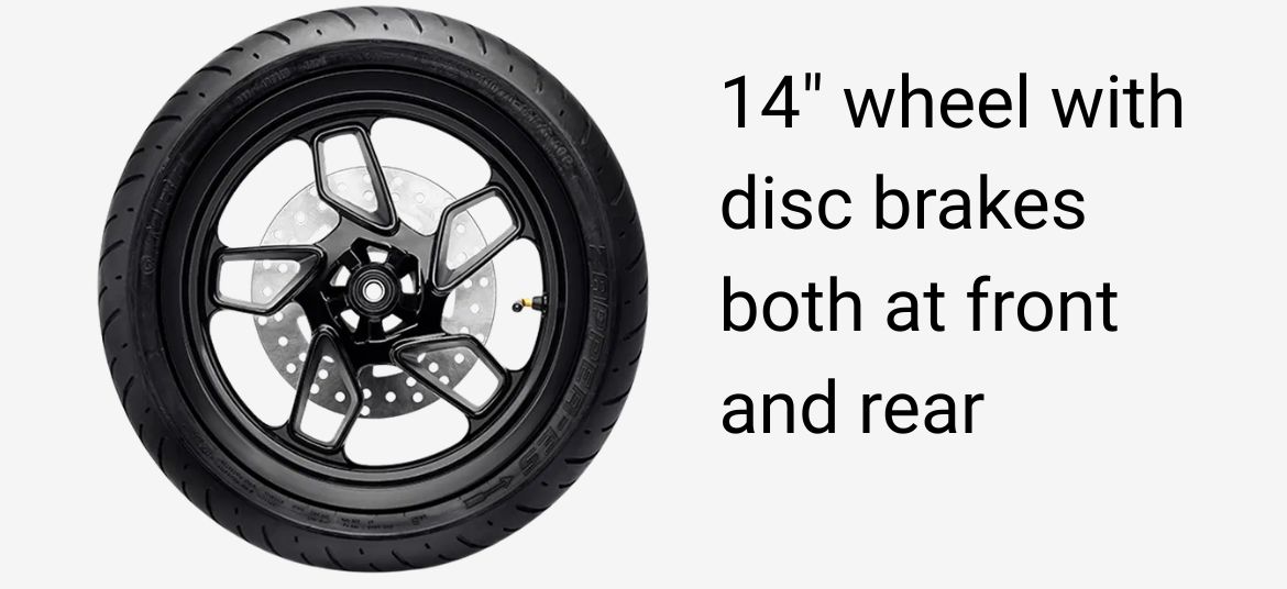 River Indie electric scooter 14 inch wheel design and tyre setup