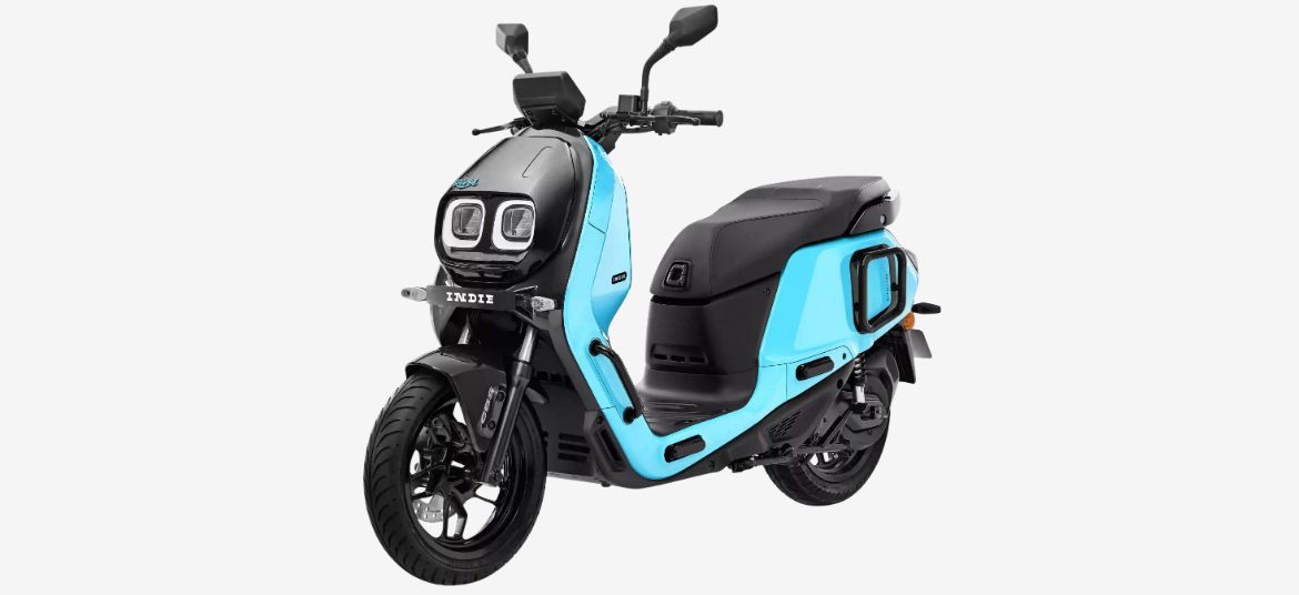River Indie electric scooter Monsoon Blue colour front side view India