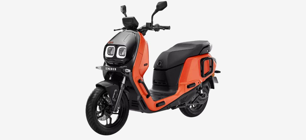 River Indie electric scooter Summer Red colour front side view India